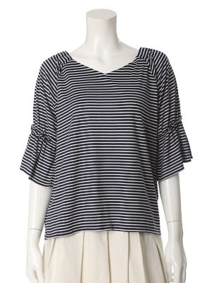 【SALE（三越）】＜ef-de L＞ 大きいサイズ 《ef-de》2WAYバックリボンカットソー(5572190357) ボーダー 【三越・伊勢丹/公式】