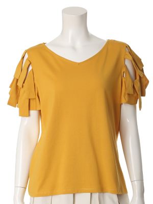 【SALE（三越）】＜ef-de L＞ 大きいサイズ 《ef-de》ショルダーカッティングカットソー(5572190358) イエロー 【三越・伊勢丹/公式】