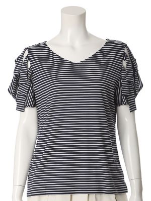 【SALE（三越）】＜ef-de L＞ 大きいサイズ 《ef-de》ショルダーカッティングカットソー(5572190358) ボーダー 【三越・伊勢丹/公式】