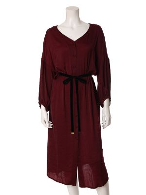 【SALE（三越）】＜ef-de L＞ 大きいサイズ 《ef-de》ベロアベルトリボンシャイニーガウンワンピース(5573121028) ワイン 【三越・伊勢丹/公式】
