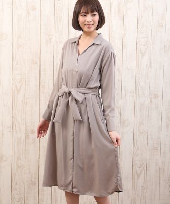 【SALE（三越）】＜ef-de L＞ 大きいサイズ 《ef-de》シャイニーガウンワンピース(5573121030) グレーベージュ 【三越・伊勢丹/公式】