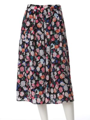 【SALE（三越）】＜ef-de L＞ 大きいサイズ 《ef-de》ネオンフラワーワイドパンツ(5573161007) クロ 【三越・伊勢丹/公式】