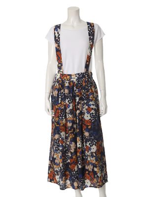 【SALE（三越）】＜ef-de L＞ 大きいサイズ 《ef-de》サロペット付きフラワーワイドパンツ(5573161009) コン 【三越・伊勢丹/公式】