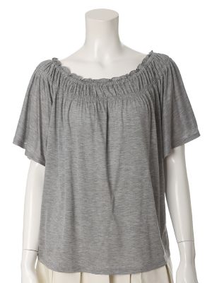 【SALE（三越）】＜ef-de L＞ 大きいサイズ 《ef-de》2WAYオフショルギャザーネックカットソー(5573190001) モクグレー 【三越・伊勢丹/公式】