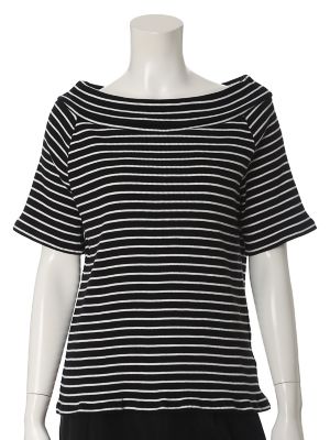 【SALE（三越）】＜ef-de L＞ 大きいサイズ 《ef-de》リブバックベロアリボンカットソー(5573190013) ボーダー 【三越・伊勢丹/公式】