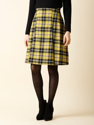 ＜ef-de L＞ 大きいサイズ 《ef-de》チェックAラインスカート(5574152034) イエロー 【三越・伊勢丹/公式】