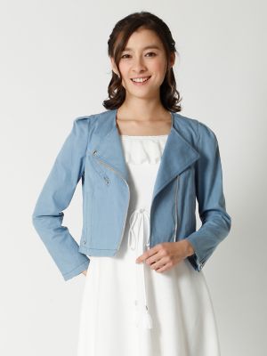 【SALE（三越）】＜マーリエ パー エフデ＞ ライダースデニムブルゾン(5972144021) サックス 【三越・伊勢丹/公式】