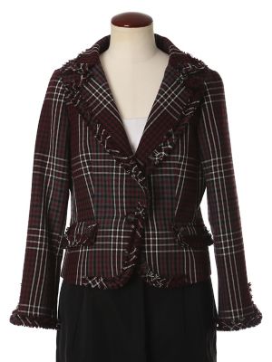 ＜マーリエ パー エフデ＞ チェック柄ショートジャケット(5973141026) ボルドー 【三越・伊勢丹/公式】