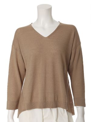 【SALE（三越）】＜7IDコンセプト＞ Vネックベーシックニット(7072170018) キヤメル 【三越・伊勢丹/公式】