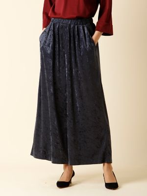 ＜7IDコンセプト＞ シャイニーベロアワイドパンツ(7073161006) チャコールグレー 【三越・伊勢丹/公式】