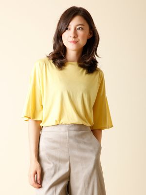 ＜7IDコンセプト＞ バックニュアンスワイドスリーブカットソー(7073190703) イエロー 【三越・伊勢丹/公式】