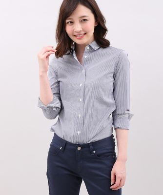 ＜INED/イネド＞ ベーシックシャツ《Prime flex》(7171181033) ストライプ 【三越・伊勢丹/公式】