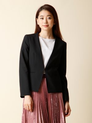 ＜INED/イネド＞ ベーシックノーカラージャケット(7173141001) クロ 【三越・伊勢丹/公式】