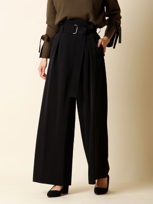 ＜INED/イネド＞ ベルト付きストレッチワイドパンツ(7173161021) クロ 【三越・伊勢丹/公式】