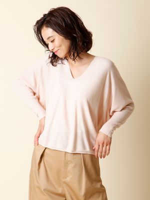 ＜INED/イネド＞ Vネックドルマンニット《COO》(7173170001) ピンク 【三越・伊勢丹/公式】