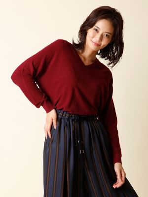 ＜INED/イネド＞ ホールガーメント(R) ベーシックVネックニットセーター(7173170051) ボルドー 【三越・伊勢丹/公式】