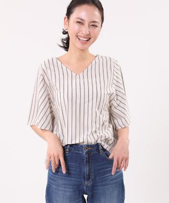 ＜INED/イネド＞ ボートネックハーフスリーブカットソー(7173190051) グレーベージュ 【三越・伊勢丹/公式】