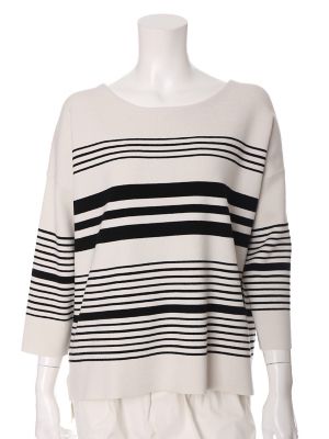 【SALE（三越）】＜SUPERIOR CLOSET L＞ 大きいサイズ 《INED》ワイドボーダーニット(7571170523) クロ 【三越・伊勢丹/公式】