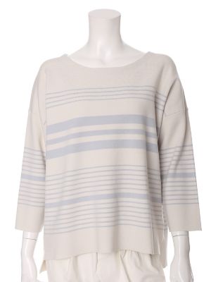 【SALE（三越）】＜SUPERIOR CLOSET L＞ 大きいサイズ 《INED》ワイドボーダーニット(7571170523) グレー 【三越・伊勢丹/公式】