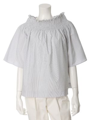 【SALE（三越）】＜SUPERIOR CLOSET L＞ 大きいサイズ 《YVON》2WAYストライプオフショルブラウス(7572182514) オフシロ 【三越・伊勢丹/公式】