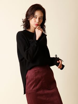 ＜イネドL＞ 《INED》バックロングワイドニットセーター(7573170008) クロ 【三越・伊勢丹/公式】