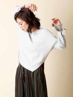 ＜イネドL＞ 《INED》バックロングワイドニットセーター(7573170008) グレー 【三越・伊勢丹/公式】