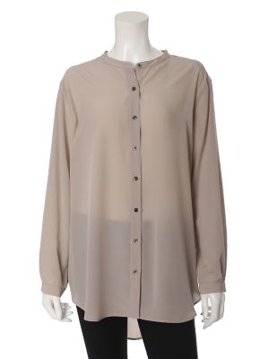＜イネドL＞ 《SUPERIOR CLOSET》ノーカラーチュニック丈シャツ(7573181601) グレーベージュ 【三越・伊勢丹/公式】