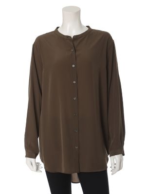 ＜イネドL＞ 《SUPERIOR CLOSET》ノーカラーチュニック丈シャツ(7573181601) カーキ 【三越・伊勢丹/公式】