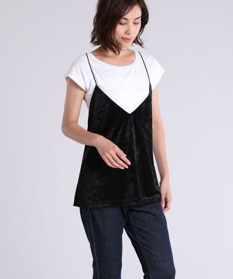＜SUPERIOR CLOSET L＞ 大きいサイズ 《INED》ベロアキャミソール(7573190037) クロ 【三越・伊勢丹/公式】