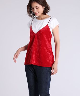 ＜SUPERIOR CLOSET L＞ 大きいサイズ 《INED》ベロアキャミソール(7573190037) アカ 【三越・伊勢丹/公式】