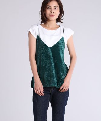 ＜SUPERIOR CLOSET L＞ 大きいサイズ 《INED》ベロアキャミソール(7573190037) グリーン 【三越・伊勢丹/公式】