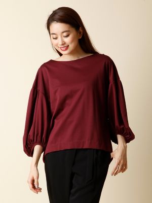 ＜イネドL＞ 《INED》ドッキングベロアワイドカットソー(7573190042) ボルドー 【三越・伊勢丹/公式】