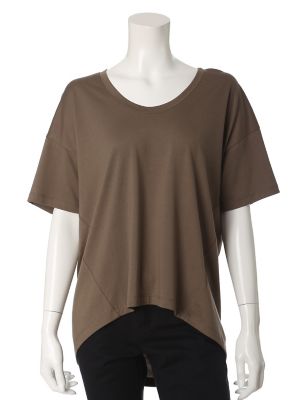 【SALE（三越）】＜SUPERIOR CLOSET L＞ 大きいサイズ 《INED》バックロングラウンドネックドルマンカットソー(7573190515) カーキ 【三越・伊勢丹/公式】