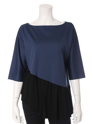 ＜SUPERIOR CLOSET L＞ 大きいサイズ 《Luftrobe》イレヘムドッキングカットソー(7573190951) ブルー 【三越・伊勢丹/公式】