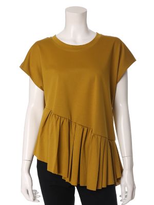 ＜SUPERIOR CLOSET L＞ 大きいサイズ 《Luftrobe》イレヘムフレンチスリーブカットソー(7573190952) カラシ 【三越・伊勢丹/公式】