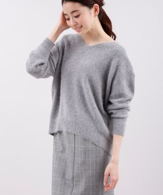 ＜イネドL＞ 《INED》Vネックラメニットセーター(7574170036) グレー 【三越・伊勢丹/公式】