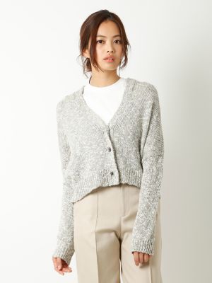 【SALE（三越）】＜イヴォン/YVON＞ クロップドVネックカーディガン(7971178007) グレー 【三越・伊勢丹/公式】