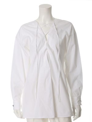【SALE（三越）】＜ルフトローブ＞ レースアップロング丈ブラウス(8472182043) シロ 【三越・伊勢丹/公式】