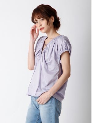 【SALE（三越）】＜ルフトローブ＞ 《ROBE》レースアップフレンチスリーブカットソー(8472190520) ラベンダー 【三越・伊勢丹/公式】