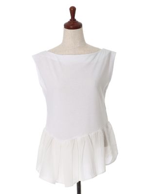 【SALE（三越）】＜ルフトローブ＞ シフォン切り替えカットソー(8472190533) シロ 【三越・伊勢丹/公式】