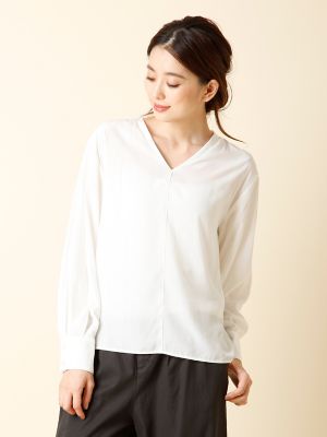 ＜ルフトローブ＞ 《ROBE》スキッパーネックニュアンスブラウス(8473182501) シロ 【三越・伊勢丹/公式】