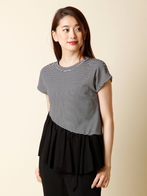 ＜ルフトローブ＞ イレヘムフレンチスリーブカットソー(8473190028) ボーダー 【三越・伊勢丹/公式】