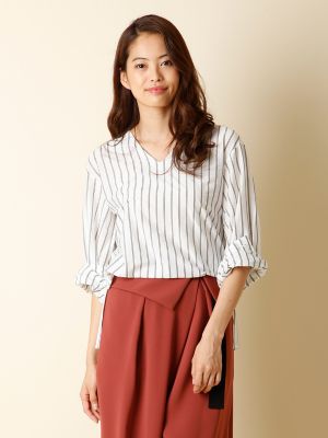 ＜ルフトローブ＞ ノーカラーバックロングカットソー(8473190511) シロ 【三越・伊勢丹/公式】