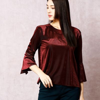 ＜COMME CA DU MODE/コムサデモード＞ ベロアコーデュロイデザインプルオーバー(0101EC11) ボルドー 【三越・伊勢丹/公式】