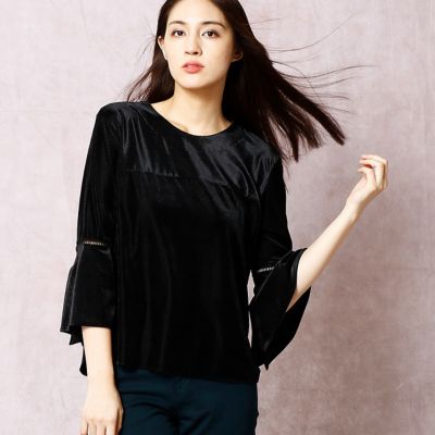 ＜COMME CA DU MODE/コムサデモード＞ ベロアコーデュロイデザインプルオーバー(0101EC11) ブラック 【三越・伊勢丹/公式】