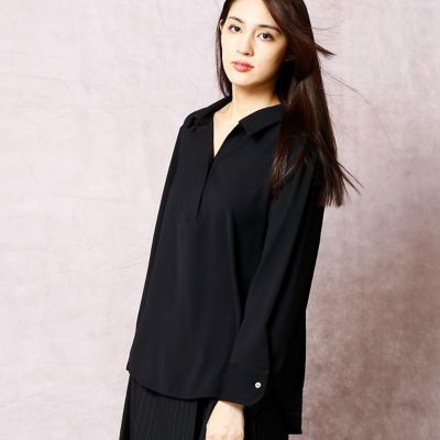 ＜COMME CA DU MODE/コムサデモード＞ ノルディスツイル抜け衿プルオーバーシャツ(0104HC11) ブラック 【三越・伊勢丹/公式】