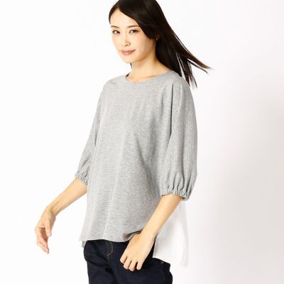 ＜COMME CA DU MODE/コムサデモード＞ 裏毛xシャツ地MIXプルオーバー(0106EC08) 01トップグレーxホワイト 【三越・伊勢丹/公式】