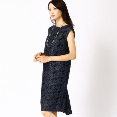 ＜COMME CA DU MODE/コムサデモード＞ ボタニカルリーフIラインドレス(0108OC02) 02ネイビー 【三越・伊勢丹/公式】