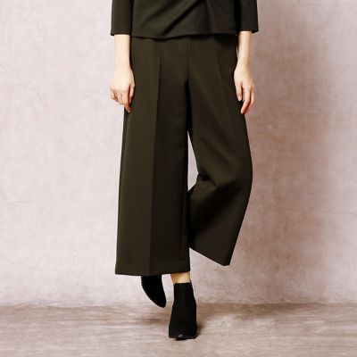 ＜COMME CA DU MODE/コムサデモード＞ ミラノリブセンタープレス入りワイドパンツ(0108PC13) グリーン 【三越・伊勢丹/公式】