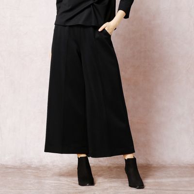 ＜COMME CA DU MODE/コムサデモード＞ ミラノリブセンタープレス入りワイドパンツ(0108PC13) ブラック 【三越・伊勢丹/公式】